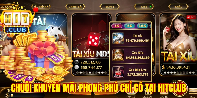 Chuỗi khuyến mãi phong phú chỉ có tại Hitclub